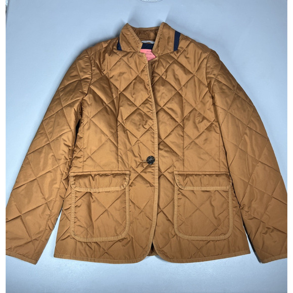 J Crew Quilted Regent Blazer Jacket PrimaLoft® XS English Saddle Brown Puffer - Picture 2 of 11